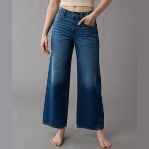 AE Strigid Super High-Waisted Baggy Wide-Leg Ankle Jean, 6 short, EUC